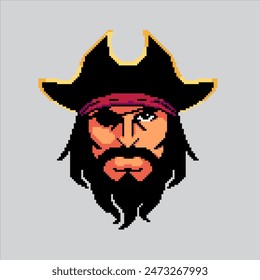 Pixel art illustration Pirate Head. Pixelated Pirate Character. Pirate Character Head pixelated for the pixel art game and icon for website and video game. old school retro.