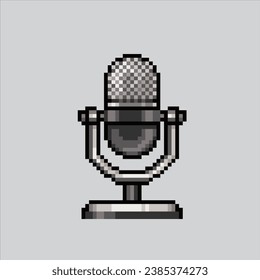 Ilustración de arte de Pixel Podcast Mic. Micrófono Pixelado. Píxel art Podcast Microphone pixelado para el juego de arte píxel e icono para el sitio web y el videojuego. retro de la vieja escuela.