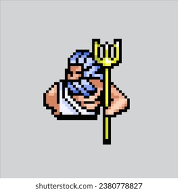 Pixel art illustration Poseidon. Pixelated Greek Poseidon. Greek Mythology Poseidon pixelated for the pixel art game and icon for website and video game. old school retro.