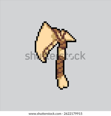 Pixel art illustration Primitive Axe. Pixelated Caveman Axe. Primitive Axe Caveman Weapon Icon pixelated for the pixel art game and icon for website and video game. old school retro.