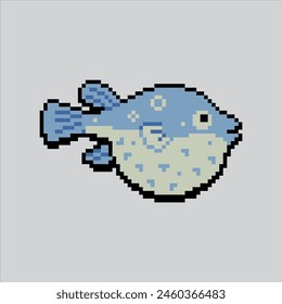 Pixel art illustration Puffer Fish. Pixelated Puffer Fish. Ocean Puffer Fish pixelated for the pixel art game and icon for website and video game. old school retro.