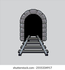 Pixel art illustration Railway Tunnel. Pixelated Tunnel Entrance. Railway Tunnel Entrance icon pixelated for the pixel art game and icon for website and video game. old school retro.