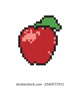 pixel art illustration of red apple