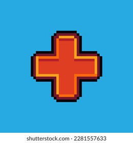 Pixel Art Illustration Rotes Kreuz Gesundheit. Pixelrotes Kreuz. Rotes Kreuz-Gesundheitssymbol pixelig
für das Pixelkunstspiel und Icon für Website- und Videospiel. Altschulretro.