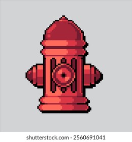 Pixel art illustration Red Fire Hydrant. Pixelated Fire Hydrant Pipe. Red Fire Hydrant Pipe icon pixelated for the pixel art game and icon for website and video game. old school retro.