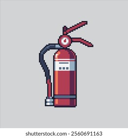 Pixel art illustration Red Fire Extinguisher. Pixelated Fire Extinguisher Spray. Red Fire Extinguisher Spray icon pixelated for the pixel art game and icon for website and video game. old school retro