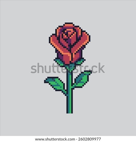 Pixel art illustration Red Rose. Pixelated Beautiful Rose. Beautiful red rose flower Icon pixelated for the pixel art game and icon for website and video game. old school retro.