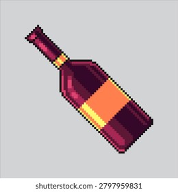 Pixel art illustration Red Wine. Pixelated Wine Bottle. Red Wine Bottle Icon pixelated for the pixel art game and icon for website and video game. old school retro.
