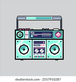 Pixel art illustration Retro Boombox. Pixelated Music Player. Retro Boombox Music Player icon pixelated for the pixel art game and icon for website and video game. old school retro.