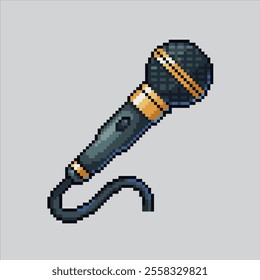 Pixel art illustration Retro Mic. Pixelated Microphone. Retro Mic Microphone icon pixelated for the pixel art game and icon for website and video game. old school retro.