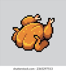 Pixel art illustration Roasted Turkey. Pixelated Turkey. Roasted Turkey food icon pixelated
for the pixel art game and icon for website and video game. old school retro.