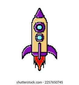Pixel art illustration rocket design
