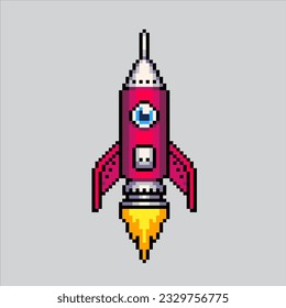 Pixel Art Illustrations-Rocket. Pixelrakete. Symbol für Raketenraum pixelig
für das Pixelkunstspiel und Icon für Website- und Videospiel. Altschulretro.