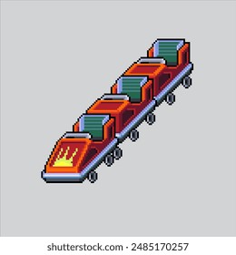 Pixel art illustration Roller Coaster. Pixelated Roller Coaster. Roller Coaster pixelated for the pixel art game and icon for website and video game. old school retro.