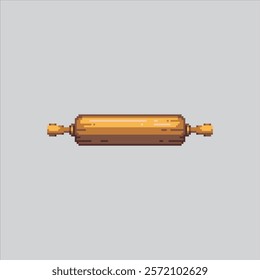 Pixel art illustration Rolling Pin. Pixelated Kitchen Roll. Kitchen Rolling Pin Icon pixelated for the pixel art game and icon for website and video game. old school retro.