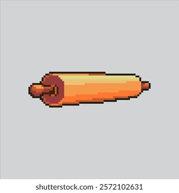 Pixel art illustration Rolling Pin. Pixelated Kitchen Roll. Kitchen Rolling Pin Icon pixelated for the pixel art game and icon for website and video game. old school retro.