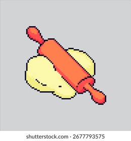 Pixel art illustration Rolling Pin. Pixelated Bakery Rolling Pin. Kitchen Bakery Rolling Pin Icon pixelated for the pixel art game and icon for website and video game. old school retro.
