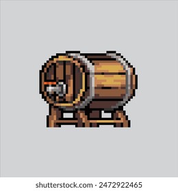 Pixel art illustration Rum Barrel. Pixelated Wood Barrel. Wood Room Barrel pixelated for the pixel art game and icon for website and video game. old school retro.