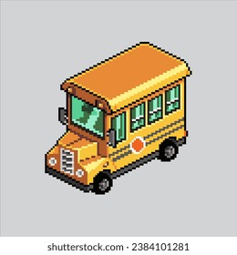 Pixel Art Illustrations-Schulbus. pixelter Schulbus. Schulbus pixelig für das Pixelkunstspiel und Icon für Website- und Videospiel. Altschulretro.