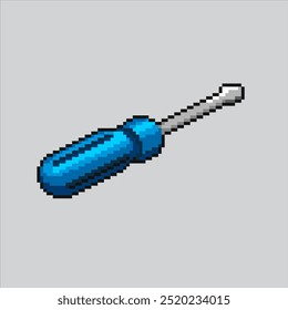 Pixel art illustration Screwdriver. Pixelated Mechanic screwdriver. Mechanic Repair Screwdriver pixelated for the pixel art game and icon for website and video game. old school retro.