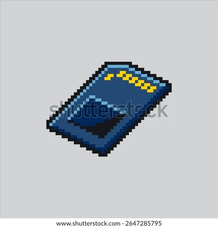 Pixel art illustration sd card. Pixelated memory card.  sd card memory Icon pixelated for the pixel art game and icon for website and video game. old school retro.