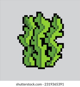 Ilustración de arte de Pixel Seaweed. Algas Pixeladas. Icono de algas verdes pixelado
para el juego de arte píxel e icono para el sitio web y el juego de vídeo. retro de la vieja escuela.