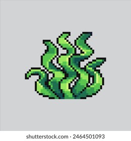 Pixel ilustración de arte Algas marinas. Algas Pixeladas. Planta de algas pixelada para el juego de pixel art y el icono para el Sitio web Video y