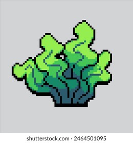 Pixel ilustración de arte Algas marinas. Algas Pixeladas. Planta de algas pixelada para el juego de pixel art y el icono para el Sitio web Video y