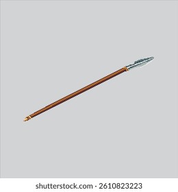 Pixel art illustration Sharp Spear. Pixelated Long Spear. Sharp Long Spear Weapon Icon pixelated for the pixel art game and icon for website and video game. old school retro.