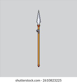 Pixel art illustration Sharp Spear. Pixelated Long Spear. Sharp Long Spear Weapon Icon pixelated for the pixel art game and icon for website and video game. old school retro.