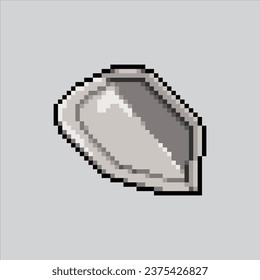 Escudo de ilustraciones de arte de píxeles. Escudo de metal pixelado. Escudo de acero metálico
icono pixelado para el juego de arte píxel e icono para el sitio web y el videojuego. retro de la vieja escuela.