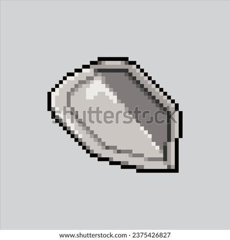 Pixel art illustration shield. Pixelated metal shield. Steel metal shield
icon pixelated for the pixel art game and icon for website and video game. old school retro.
