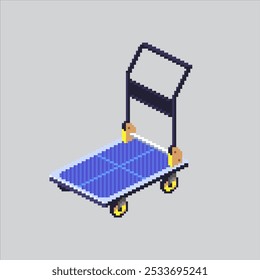 Pixel art illustration Shipping Trolley. Pixelated Shipping Cart. Shipping Trolley Cart pixelated for the pixel art game and icon for website and video game. old school retro.