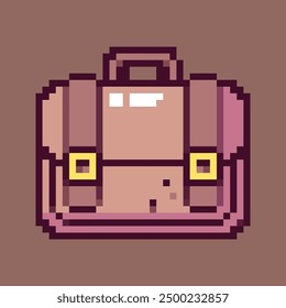 Pixel art illustration showcasing a vibrant and detailed office and school supplies scene. This digital artwork features a variety of pixelated items such as notebooks, pencils, erasers, rulers, and d