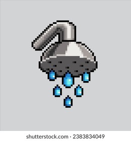Pixel art illustration shower head. Pixelated Shower Faucet. Bath Shower head faucet pixelated for the pixel art game and icon for website and video game. old school retro.