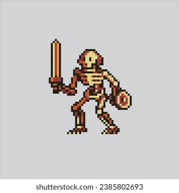 Pixel art illustration Skeleton. Pixelated Skeleton. Scary Skeleton pixelated for the pixel art game and icon for website and video game. old school retro.