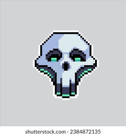 Pixel art illustration Skull. Pixelated Skull. Skull face pixelated for the pixel art game and icon for website and video game. old school retro.