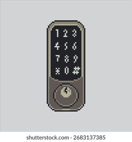 Smart Lock, Illustration von Pixelgrafiken. Verpixelte Smart Door. Smart Door Lock Tech Icon verpixelt für das Pixel-Art-Spiel und Icon für Website und Videospiel. Old School Retro.