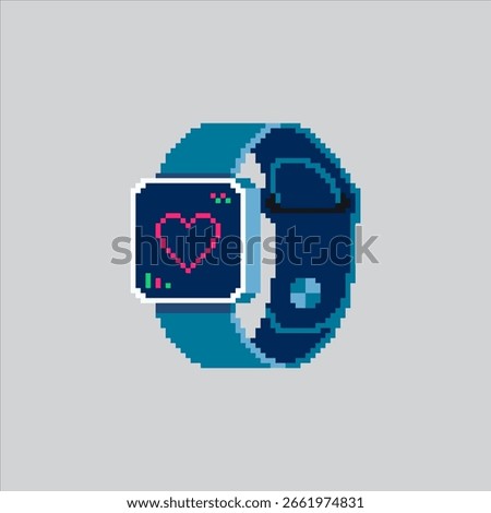 Pixel art illustration Smartwatch. Pixelated Watch. Smartwatch technology display Icon pixelated for the pixel art game and icon for website and video game. old school retro.