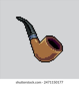 Pixel ilustración de arte Pipa de fumar. Tubería de Smoke pixelada. Pipa humeante pixelada para el juego de pixel art y el icono para el Sitio web Video y