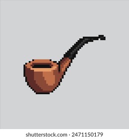 Pixel ilustración de arte Pipa de fumar. Tubería de Smoke pixelada. Pipa humeante pixelada para el juego de pixel art y el icono para el Sitio web Video y