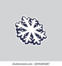 Pixel art illustration Snowflake. Pixelated White Snowflake. White Single Snowflake Icon pixelated for the pixel art game and icon for website and video game. old school retro.