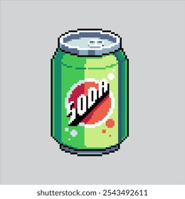 Ilustração de arte pixel Soda. Lata de refrigerante pixelada. Can of Soda Drink Icon pixelated para o jogo de arte de pixel e ícone para site e videogame.