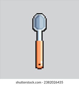 Pixel art illustration Spoon. Pixelated Spoon. Kitchen table Spoon pixelated for the pixel art game and icon for website and video game. old school retro.