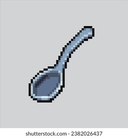 Ilustración de arte Pixel Spoon. Cuchara Pixelada. La mesa de cocina Spoon pixelada para el juego de arte píxel y el icono para el sitio web y el videojuego. retro de la vieja escuela.