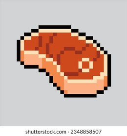 Ilustración de arte de Pixel Steak. Steak Pixelado. Icono de comida de carne de filete pixelado
para el juego de arte píxel e icono para el sitio web y el juego de vídeo. retro de la vieja escuela.