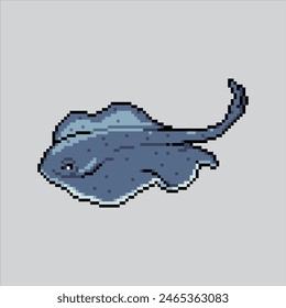 Pixel art illustration Stingray. Pixelated Stingray. Ocean Stingray sea animal pixelated for the pixel art game and icon for website and video game. old school retro.