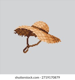 Pixel art illustration Sun Hat. Pixelated Desert Hat. Cute Desert Sun Hat Icon pixelated for the pixel art game and icon for website and video game. old school retro.