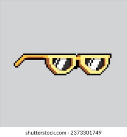 Gafas de sol de ilustraciones de arte de píxeles. Gafas pixeladas. anteojos
icono pixelado para el juego de arte píxel e icono para el sitio web y el videojuego.
retro de la vieja escuela.