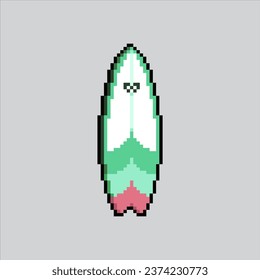 Ilustración de arte de Pixel Surf Board. Surf en la playa. Beach Surd Board
icono pixelado para el juego de arte píxel e icono para el sitio web y el videojuego.
retro de la vieja escuela.
